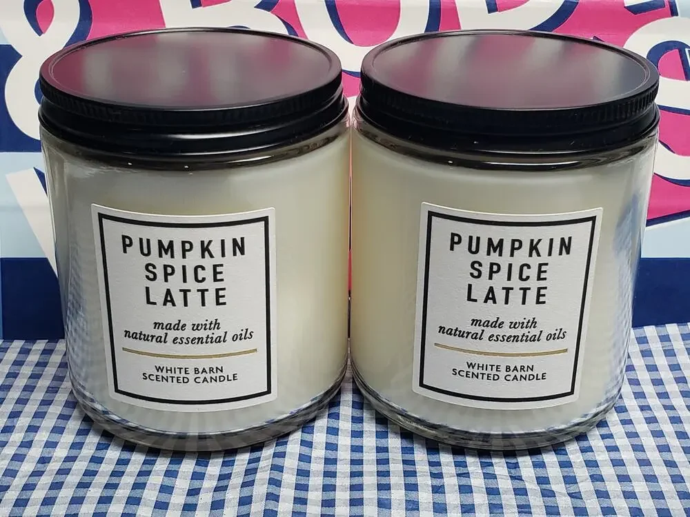 BBW Pumpkin Spice Latte 7 oz Single Wick Candles Home Fragrance Decor | 2 Total